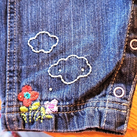 Denim dark wash embrodiered overalls - Picture 6 of 8